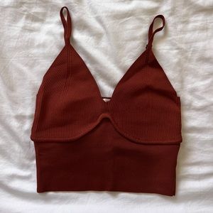 NWOT - ASTR the Label Seneca Ribbed Knit Cropped Bralette - rust